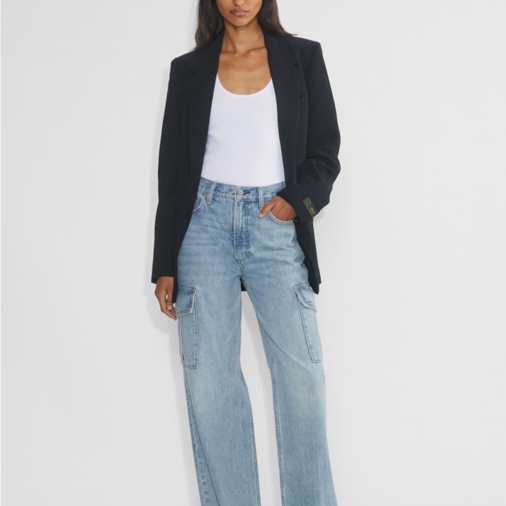Aritzia Light Blue Wide-Leg Cargo Jeans